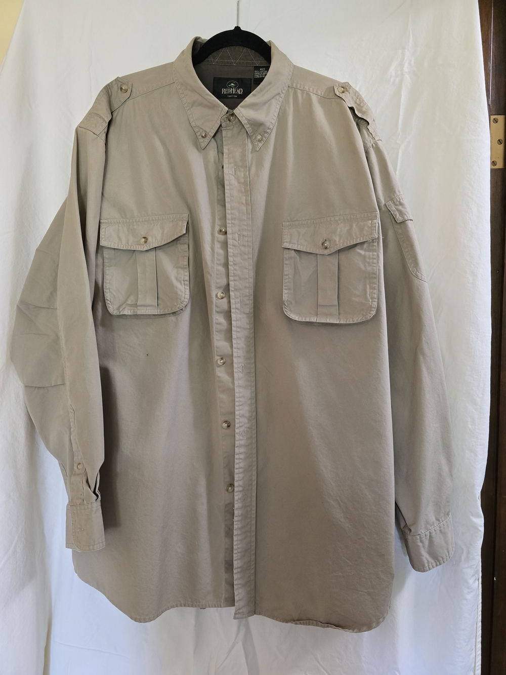 RedHead Men's Beige Button-Front Utility Shirt Jacket Size XL